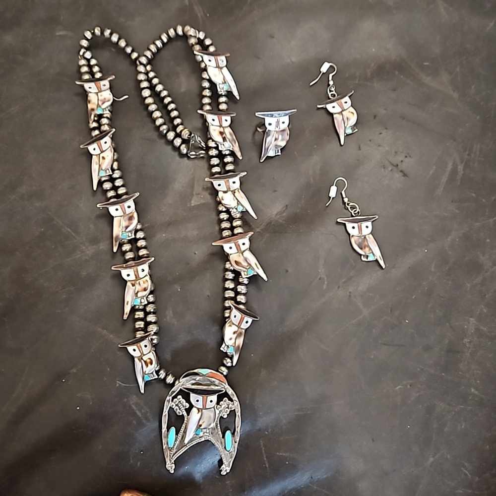 Authentic vintage pw natewa zuni NM owl native American set